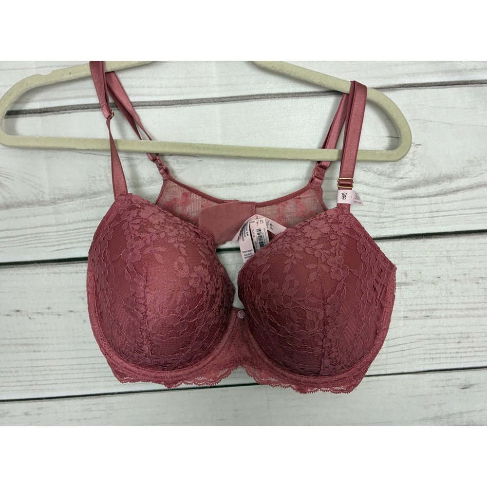 Victorias Secret Dream Angels Lined Demi Bra Pink Lace Underwire 38DD